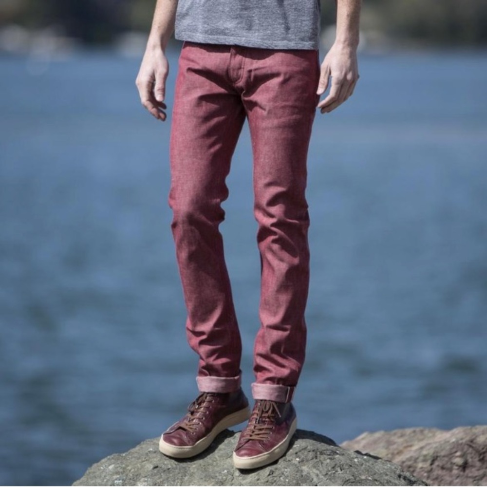 Gustin Slim Raw Selvedge Jeans - Oxblood 31 Like New